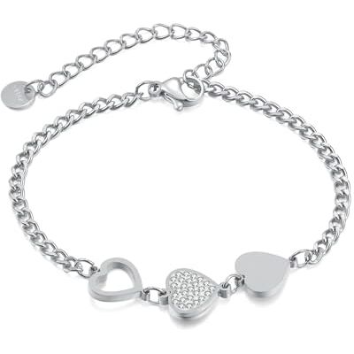 xiangyangyang Bracelet en acier titane d'amour en forme de cœur pour les bijoux pour femmes, 17cm xiangyangyang Bracelet en acier titane d'amour en forme de cœur pour les bijoux pour femmes, 17cm