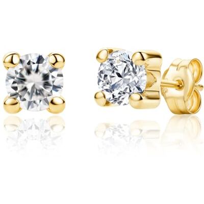 Miore Bijoux pour femme, or jaune/blanc 9 carats 375, boucles d'oreilles en or avec zircone serties à griffes, boucles d'oreilles hypoallergéniques fabriquées à la main, bijoux en or dans une boîte à Miore Bijoux pour femme, or jaune/blanc 9 carats 375, boucles d'oreilles en or avec zircone serties à griffes, boucles d'oreilles hypoallergéniques fabriquées à la main, bijoux en or dans une boîte à