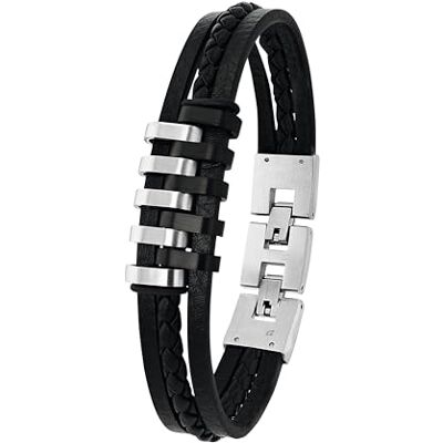 TOM TAILOR Bracelet pour Homme en Acier inoxydable Noir Pendentif en Forme d'Industriel TT-B0058 TOM TAILOR Bracelet pour Homme en Acier inoxydable Noir Pendentif en Forme d'Industriel TT-B0058
