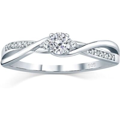 SILVEGO – FNJR085sw – Bague en argent sterling 925 pour femme avec bague de fiançailles Swarovski Zircone, 48 (15.3), Argent sterling, Zircone cubique SILVEGO – FNJR085sw – Bague en argent sterling 925 pour femme avec bague de fiançailles Swarovski Zircone, 48 (15.3), Argent sterling, Zircone cubique