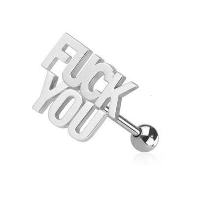 BlackAmazement Piercing de langue en acier inoxydable 316L avec inscription « F-U-C-K Y-O-U » Argenté BlackAmazement Piercing de langue en acier inoxydable 316L avec inscription « F-U-C-K Y-O-U » Argenté