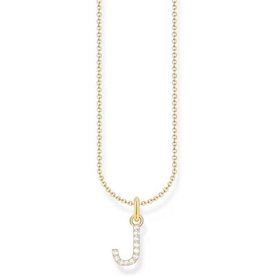 Thomas Sabo Collier lettre J , argent doré avec zirconium, KE2249-414-14 Thomas Sabo Collier lettre J , argent doré avec zirconium, KE2249-414-14