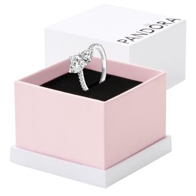 PANDORA Timeless Doppel-Herz Funkelnder Ring aus 952 Sterling Silber mit klaren Cubic Zirkonia Steinchen 191198C01-58 PANDORA Timeless Doppel-Herz Funkelnder Ring aus 952 Sterling Silber mit klaren Cubic Zirkonia Steinchen 191198C01-58
