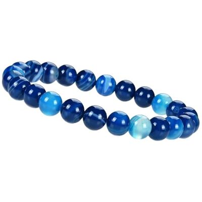 Bracelet unique en perles d'agate bleue 8 mm Pierres de guérison Extensible Qualité bijoutier, 16cm bis 19cm, Pierre précieuse, Agate Bracelet unique en perles d'agate bleue 8 mm Pierres de guérison Extensible Qualité bijoutier, 16cm bis 19cm, Pierre précieuse, Agate