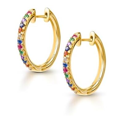 Amberta Lumini Boucles d'Oreilles Créoles Arc-en-Ciel pour Femme en Argent Sterling 925: Créoles Multicolore Plaqué Or 20 mm Amberta Lumini Boucles d'Oreilles Créoles Arc-en-Ciel pour Femme en Argent Sterling 925: Créoles Multicolore Plaqué Or 20 mm
