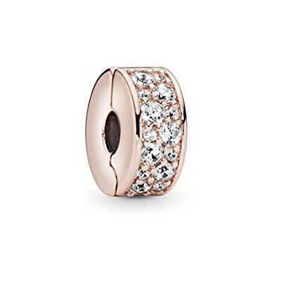 PANDORA Klarer Pavé Clip in Roségold mit 14 Karat rosévergoldete Metalllegierung und Cubic Steinen Moments Collection PANDORA Klarer Pavé Clip in Roségold mit 14 Karat rosévergoldete Metalllegierung und Cubic Steinen Moments Collection