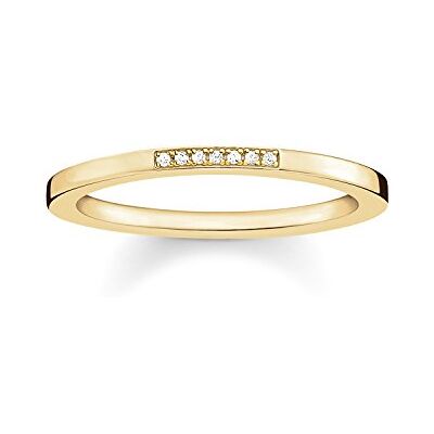 Thomas Sabo D_TR0005-924-14-52 Bague pour femme en argent sterling 925 plaqué or jaune 750 avec diamant blanc Taille 52 (16,6), Argent sterling, Diamant Thomas Sabo D_TR0005-924-14-52 Bague pour femme en argent sterling 925 plaqué or jaune 750 avec diamant blanc Taille 52 (16,6), Argent sterling, Diamant