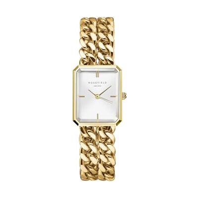 Rosefield Montre Femme Studio Double Chaîne Bracelet Or Montre Femme avec Cadran Blanc Acier Inoxydable Étanche 3ATM Élégant Luxe Quotidien Rosefield Montre Femme Studio Double Chaîne Bracelet Or Montre Femme avec Cadran Blanc Acier Inoxydable Étanche 3ATM Élégant Luxe Quotidien