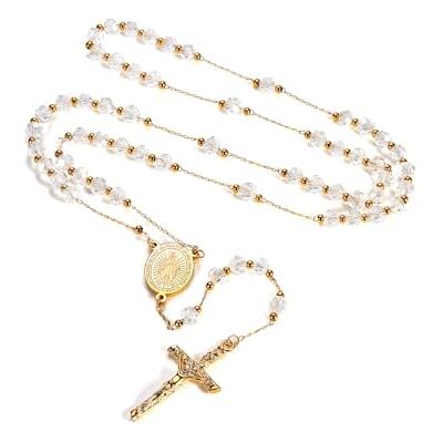 FaithHeart Chapelet Catholique Blanc Clair Collier Rosaire Chapelet Femme Médaille Saint Benoit Crucifix Croix Pendentif Acier Inoxydable Bijoux Communion Baptême Baptisé FaithHeart Chapelet Catholique Blanc Clair Collier Rosaire Chapelet Femme Médaille Saint Benoit Crucifix Croix Pendentif Acier Inoxydable Bijoux Communion Baptême Baptisé