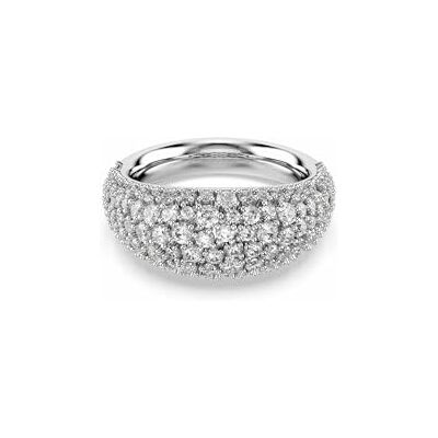 Swarovski Bague bombée de la collection Sublima, cristaux Zirconia incolores, sertissage chaton, bijou en métal rhodié, taille 50 Swarovski Bague bombée de la collection Sublima, cristaux Zirconia incolores, sertissage chaton, bijou en métal rhodié, taille 50