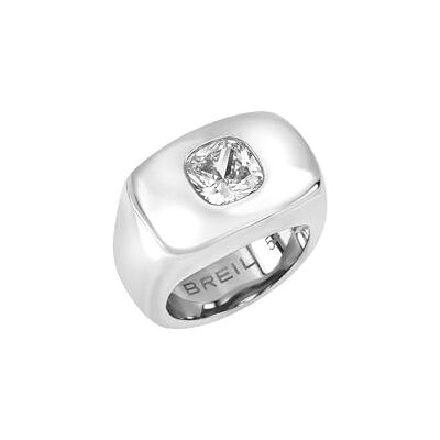 BREIL , Collection Stylize, Bague Femme, Bague Rectangulaire en Acier Poli avec Cubic Zirconia, Disponible en Taille 14-18-20, Idée Cadeau Femme BREIL , Collection Stylize, Bague Femme, Bague Rectangulaire en Acier Poli avec Cubic Zirconia, Disponible en Taille 14-18-20, Idée Cadeau Femme