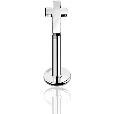 BlackAmazement Piercing labret en acier inoxydable 316L pour tragus, hélix, monroe, piercing en forme de croix, argent, or, noir pour femme BlackAmazement Piercing labret en acier inoxydable 316L pour tragus, hélix, monroe, piercing en forme de croix, argent, or, noir pour femme