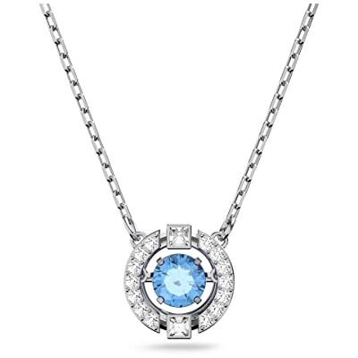 Swarovski Collier Una, Taille ronde, Bleu, Métal rhodié Swarovski Collier Una, Taille ronde, Bleu, Métal rhodié