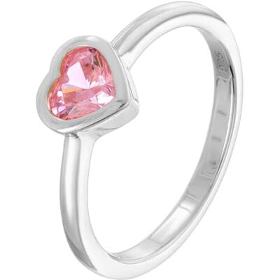 trendor Bague pour femme avec zircon rose en forme de cœur, argent Bague argent sterling rhodié, bague avec zircone cubique rose, bague cœur avec pierre, bague en zircone cubique, motif cœur trendor Bague pour femme avec zircon rose en forme de cœur, argent Bague argent sterling rhodié, bague avec zircone cubique rose, bague cœur avec pierre, bague en zircone cubique, motif cœur