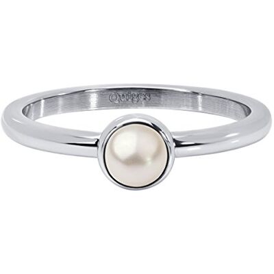 Quiges Bague de remplissage en acier inoxydable argenté avec perle synthétique de 2 mm de hauteur pour bagues empilables Quiges Bague de remplissage en acier inoxydable argenté avec perle synthétique de 2 mm de hauteur pour bagues empilables