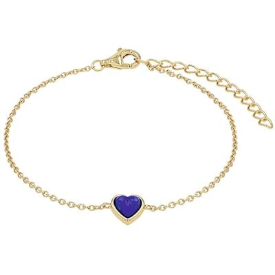 amor Bracelet pour Femme en Argent 925 Plaqué Or/Doré avec Lapis Pendentif en Forme de Cœur AMR-B0011 amor Bracelet pour Femme en Argent 925 Plaqué Or/Doré avec Lapis Pendentif en Forme de Cœur AMR-B0011