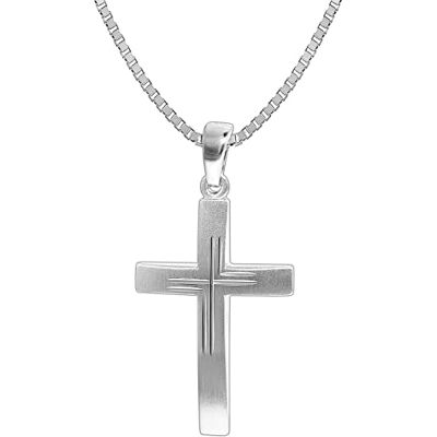 trendor Collier pour homme avec croix, argent 925, 31 x 19 mm, 35850 Collier croix 50 cm argent 925, idée cadeau tendance, bijou intemporel pour homme trendor Collier pour homme avec croix, argent 925, 31 x 19 mm, 35850 Collier croix 50 cm argent 925, idée cadeau tendance, bijou intemporel pour homme