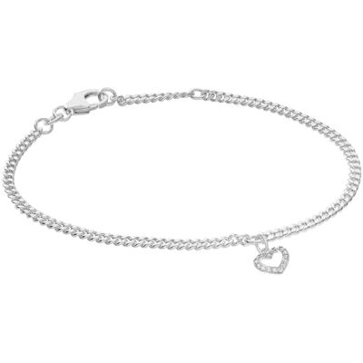 trendor Bracelet pour fille avec cœur, argent 925, plaqué rhodium, 21627 Bracelet fin à maillons plats en argent sterling, orné d'un petit pendentif en forme de cœur serti de zirconiums cubiques trendor Bracelet pour fille avec cœur, argent 925, plaqué rhodium, 21627 Bracelet fin à maillons plats en argent sterling, orné d'un petit pendentif en forme de cœur serti de zirconiums cubiques
