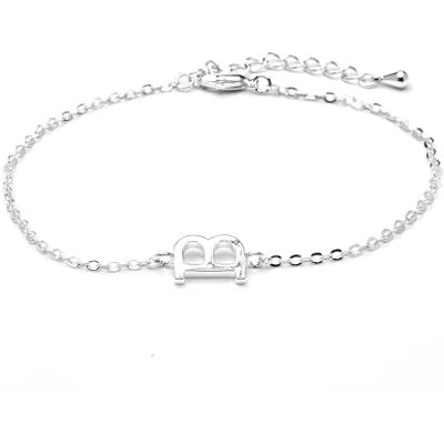 LUXENTER Bracelet Alphabet Finition Argent Lettre B Taille Unique en Métal (sans Pierre Précieuse) LUXENTER Bracelet Alphabet Finition Argent Lettre B Taille Unique en Métal (sans Pierre Précieuse)