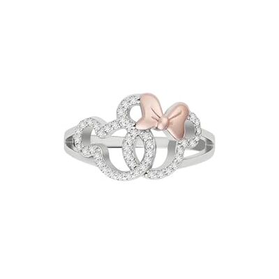 Disney Mickey et Minnie Bague en argent sterling avec silhouette Taille 50, Argent sterling Disney Mickey et Minnie Bague en argent sterling avec silhouette Taille 50, Argent sterling