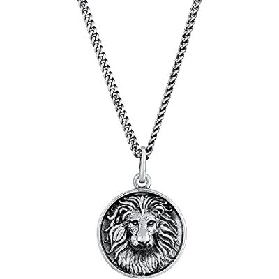 Kuzzoi Collier pour homme avec pendentif tête de lion (20 mm) en argent sterling 925 oxydé Chaîne avec pendentif rond pour homme Chaîne pour homme avec signe du zodiaque Longueur : 55 cm Kuzzoi Collier pour homme avec pendentif tête de lion (20 mm) en argent sterling 925 oxydé Chaîne avec pendentif rond pour homme Chaîne pour homme avec signe du zodiaque Longueur : 55 cm