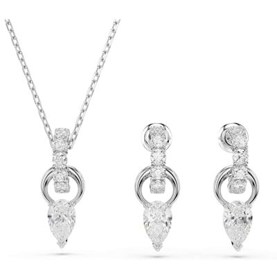 Swarovski Ensemble Mesmera, taille poire, taille ronde, blanc, métal rhodié Swarovski Ensemble Mesmera, taille poire, taille ronde, blanc, métal rhodié