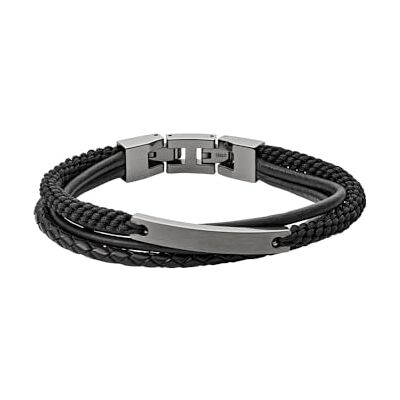 Fossil Bracelet Pour Hommes, Décontracté Et Vintage, Longueur Intérieure 180 mm + Extension 15 mm Bracelet En Acier Inoxydable Gunmetal, JF03185793, Noir et argent Fossil Bracelet Pour Hommes, Décontracté Et Vintage, Longueur Intérieure 180 mm + Extension 15 mm Bracelet En Acier Inoxydable Gunmetal, JF03185793, Noir et argent