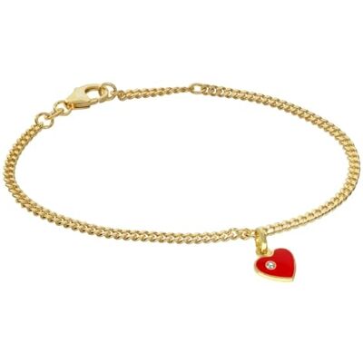 trendor Bracelet pour fille avec pendentif cœur, argent 925 plaqué or, Bracelet élégant pour enfants, à bride plate taillée en diamant trendor Bracelet pour fille avec pendentif cœur, argent 925 plaqué or, Bracelet élégant pour enfants, à bride plate taillée en diamant