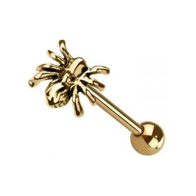 BlackAmazement Piercing de langue en acier inoxydable 316L Barbell araignée Argenté/noir/doré Biker punk gothique Pour homme et femme BlackAmazement Piercing de langue en acier inoxydable 316L Barbell araignée Argenté/noir/doré Biker punk gothique Pour homme et femme