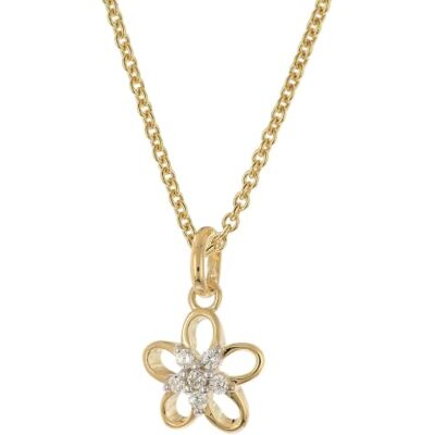 trendor Collier pour femme, motif floral, argent 925 plaqué or 40 cm Collier avec pendentif, argent sterling plaqué or, pendentif fleur sur une chaîne en argent, collier à motif floral, cadeau trendor Collier pour femme, motif floral, argent 925 plaqué or 40 cm Collier avec pendentif, argent sterling plaqué or, pendentif fleur sur une chaîne en argent, collier à motif floral, cadeau
