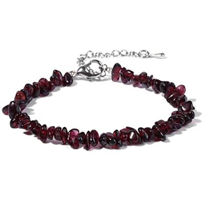 LOKOO Bracelet en cristal de quartz naturel irrégulier, perles en pierre naturelle, améthystes, aigue-marine, 27 grenats, réglable LOKOO Bracelet en cristal de quartz naturel irrégulier, perles en pierre naturelle, améthystes, aigue-marine, 27 grenats, réglable