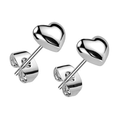 BlackAmazement Lot de 2 boucles d'oreilles en acier inoxydable 316L En forme de cœur Argenté/doré Pour femme BlackAmazement Lot de 2 boucles d'oreilles en acier inoxydable 316L En forme de cœur Argenté/doré Pour femme