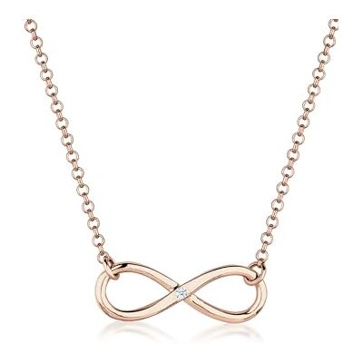 DIAMORE Elli DIAMONDS Collier Femmes avec Pendentif Infinity et Diamant (0.03 ct.) en Argent Sterling 925 45 cm de long, Diamant DIAMORE Elli DIAMONDS Collier Femmes avec Pendentif Infinity et Diamant (0.03 ct.) en Argent Sterling 925 45 cm de long, Diamant