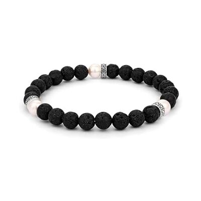 Kuzzoi Buddha 0207621725 Bracelet pour homme avec perles de lave (8 mm) et éléments en argent sterling 925 Bracelet de perles pour homme Longueur 19-23 cm Kuzzoi Buddha 0207621725 Bracelet pour homme avec perles de lave (8 mm) et éléments en argent sterling 925 Bracelet de perles pour homme Longueur 19-23 cm