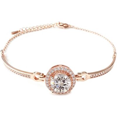 FEIKFEIZ Bracelet doré ajustable pour femme. Il est plaqué or rose 18 carats et équipé d'une moissanite de 8 mm (2 carats) cultivée en laboratoire. Un élégant cadeau de bijou pour toutes les occasions. FEIKFEIZ Bracelet doré ajustable pour femme. Il est plaqué or rose 18 carats et équipé d'une moissanite de 8 mm (2 carats) cultivée en laboratoire. Un élégant cadeau de bijou pour toutes les occasions.