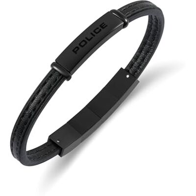 Police Bracelet Recall pour homme en cuir noir Police Bracelet Recall pour homme en cuir noir
