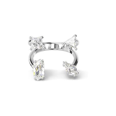 Swarovski Bague ouverte Mesmera agrémentée de quatre cristaux de formes variées, en métal rhodié Swarovski Bague ouverte Mesmera agrémentée de quatre cristaux de formes variées, en métal rhodié