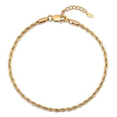 Amberta Bracelet de Cheville pour Femme en Argent et Or Bijoux Bohème Chaîne de Cheville Imperméable Réglable d'Été Superposé en Corde Serpent Coeur: 3 mm Corde Or Amberta Bracelet de Cheville pour Femme en Argent et Or Bijoux Bohème Chaîne de Cheville Imperméable Réglable d'Été Superposé en Corde Serpent Coeur: 3 mm Corde Or