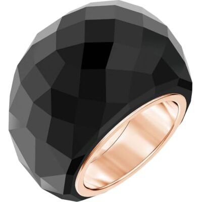 Swarovski Bague noire finition ton or rose taille 55 Swarovski Bague noire finition ton or rose taille 55