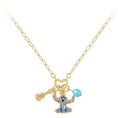 Disney Collier avec pendentif Stitch Charm en plaqué or avec pierre bleue Disney Collier avec pendentif Stitch Charm en plaqué or avec pierre bleue