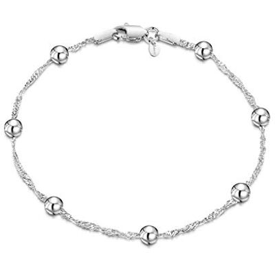 Amberta ® Bijoux Bracelet Chaîne Argent 925/1000 Maille Singapour et Boules Largeur 1.4/4 (mm) Longueur 18 19 cm (18cm) Amberta ® Bijoux Bracelet Chaîne Argent 925/1000 Maille Singapour et Boules Largeur 1.4/4 (mm) Longueur 18 19 cm (18cm)