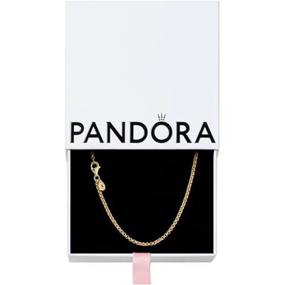 PANDORA Gliederhalskette in Gold mit 14 Karat vergoldete Metalllegierung aus der Moments Collection, Länge 60cm PANDORA Gliederhalskette in Gold mit 14 Karat vergoldete Metalllegierung aus der Moments Collection, Länge 60cm
