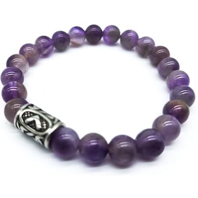 Bracelet Viking Futhark Rune en pierres précieuses (18/21 cm) pour femme/homme dans une boîte cadeau, protection de l'énergie porte-bonheur Bracelet Viking Futhark Rune en pierres précieuses (18/21 cm) pour femme/homme dans une boîte cadeau, protection de l'énergie porte-bonheur
