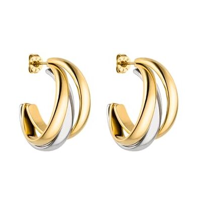 Purelei ® Boucles d'oreilles Cascade, Créoles en trois couches pour femme en acier inoxydable, Créoles tendance résistantes à l'eau, Diamètre 20 mm Purelei ® Boucles d'oreilles Cascade, Créoles en trois couches pour femme en acier inoxydable, Créoles tendance résistantes à l'eau, Diamètre 20 mm