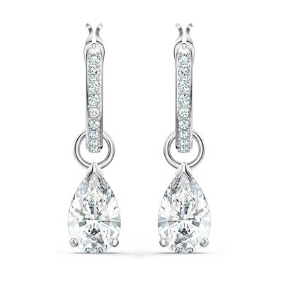 Swarovski Boucles d'oreilles Attract, anneaux d'oreilles avec cristal clair suspendu à une forme de cercle, métal rhodié, blanc Swarovski Boucles d'oreilles Attract, anneaux d'oreilles avec cristal clair suspendu à une forme de cercle, métal rhodié, blanc