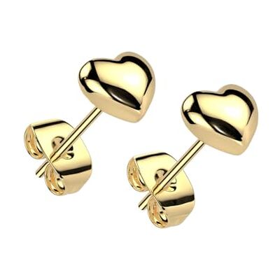 BlackAmazement Lot de 2 boucles d'oreilles en acier inoxydable 316L En forme de cœur Argenté/doré Pour femme BlackAmazement Lot de 2 boucles d'oreilles en acier inoxydable 316L En forme de cœur Argenté/doré Pour femme