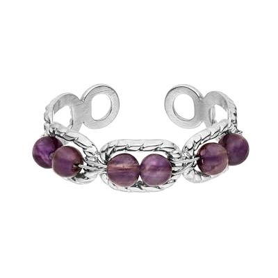 Purelei Bague réglable en acier inoxydable avec pierres naturelles violettes résistantes à l'eau Doré Taille 50-56 Purelei Bague réglable en acier inoxydable avec pierres naturelles violettes résistantes à l'eau Doré Taille 50-56