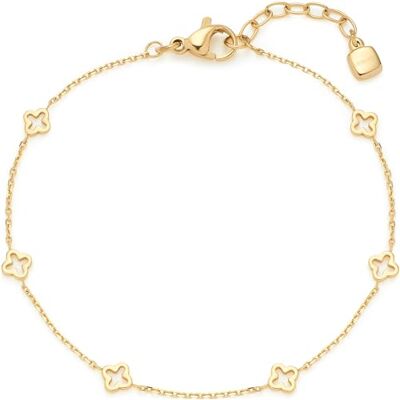 JEWELS BY LEONARDO Bracelet Ciao Janna • Bracelet fin en acier inoxydable doré • Chaîne d'ancre miroir avec ornements stylisés de trèfle • 17,5-19,5 cm de longueur • Bijoux Cadeau • 023941 JEWELS BY LEONARDO Bracelet Ciao Janna • Bracelet fin en acier inoxydable doré • Chaîne d'ancre miroir avec ornements stylisés de trèfle • 17,5-19,5 cm de longueur • Bijoux Cadeau • 023941