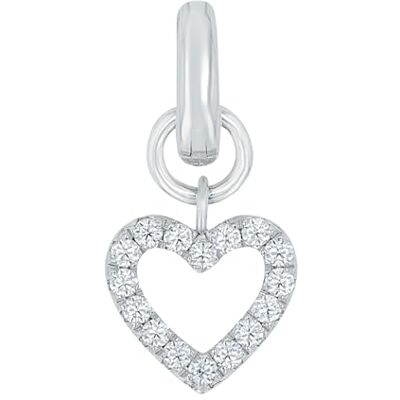 amor Bedel 925 sterling zilveren damesbedels, met zirkonia synth., 1,8 cm, wit, hart, geleverd in sieradengeschenkverpakking, 2038516 amor Bedel 925 sterling zilveren damesbedels, met zirkonia synth., 1,8 cm, wit, hart, geleverd in sieradengeschenkverpakking, 2038516