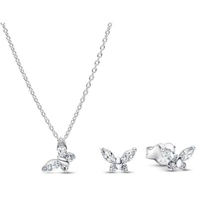 PANDORA Ensemble de bijoux pour femme : collier et boucles d'oreilles papillon, argent, lot, cadeau tendance pour les occasions spéciales et le quotidien 21536 PANDORA Ensemble de bijoux pour femme : collier et boucles d'oreilles papillon, argent, lot, cadeau tendance pour les occasions spéciales et le quotidien 21536